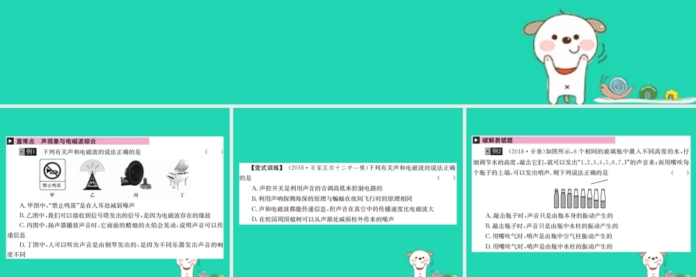 秋中考物理总复习 第1讲 声现象与电磁波课件