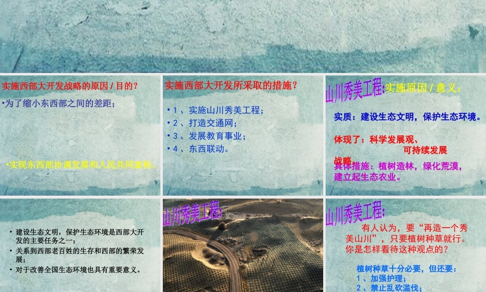 校八年级政治下册 第八课 第3框 西部大开发课件 人民版 课件