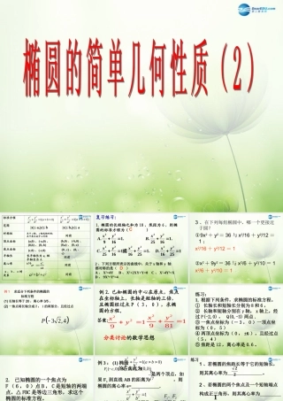 高中数学 椭圆的简单几何性质2课件 新人教A版选修2-1 课件