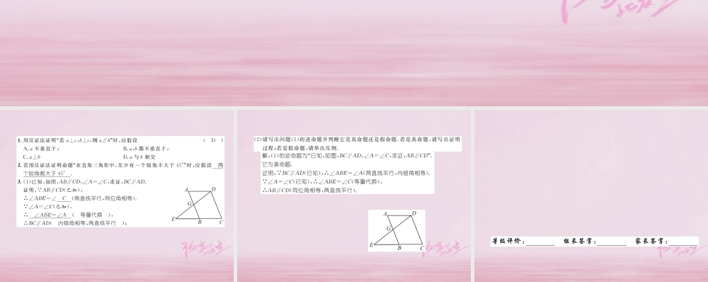 秋八年级数学上册 第2章 三角形 2.2 命题与证明(2)练习课件 (新版)湘教版 课件