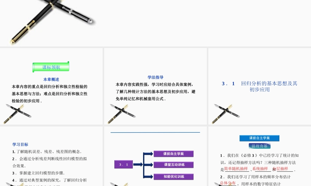 高中数学 第3章31统计案例精品课件 新人教A版选修2-3 课件