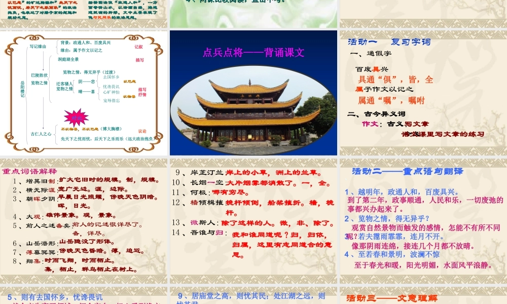 《岳阳楼记》《醉翁亭记》复习课件
