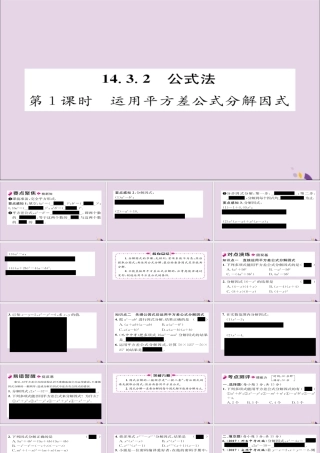 秋八年级数学上册 第十四章 整式的乘法与因式分解 14.3 因式分解 14.3.2 公式法 第1课时 运用平方差公式分解因式课件 (新版)新人教版 课件