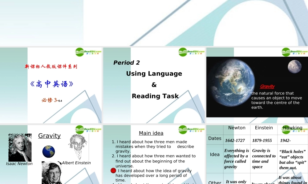 高中英语 64(Period 2 Using Language & Reading Task )课件 新人教版必修3 课件