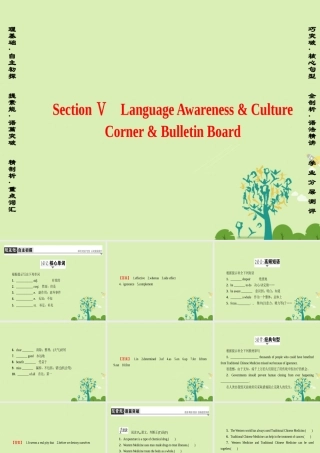 英语 Unit 21 Human Biology Section Ⅴ Language Awareness  Culture Corner  Bulletin Board课件 北师大版选修7 课件