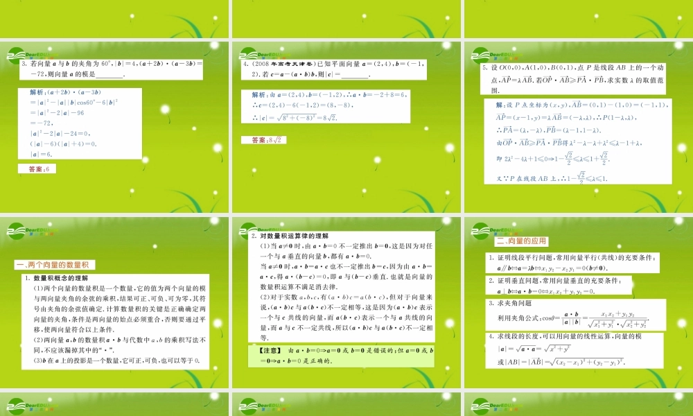 高三数学一轮复习 平面向量的数量积课件