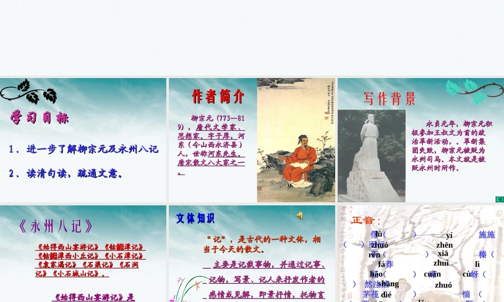 高中语文 422(始得西山宴游记)课件 苏教版必修1 课件
