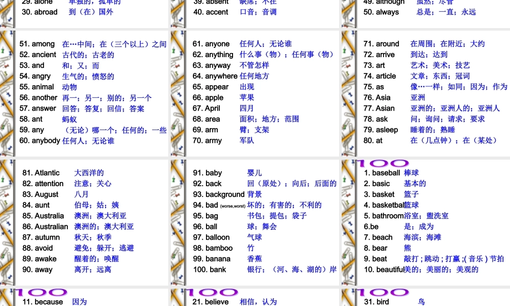 高三英语考试说明 词汇表课件全国通用 课件