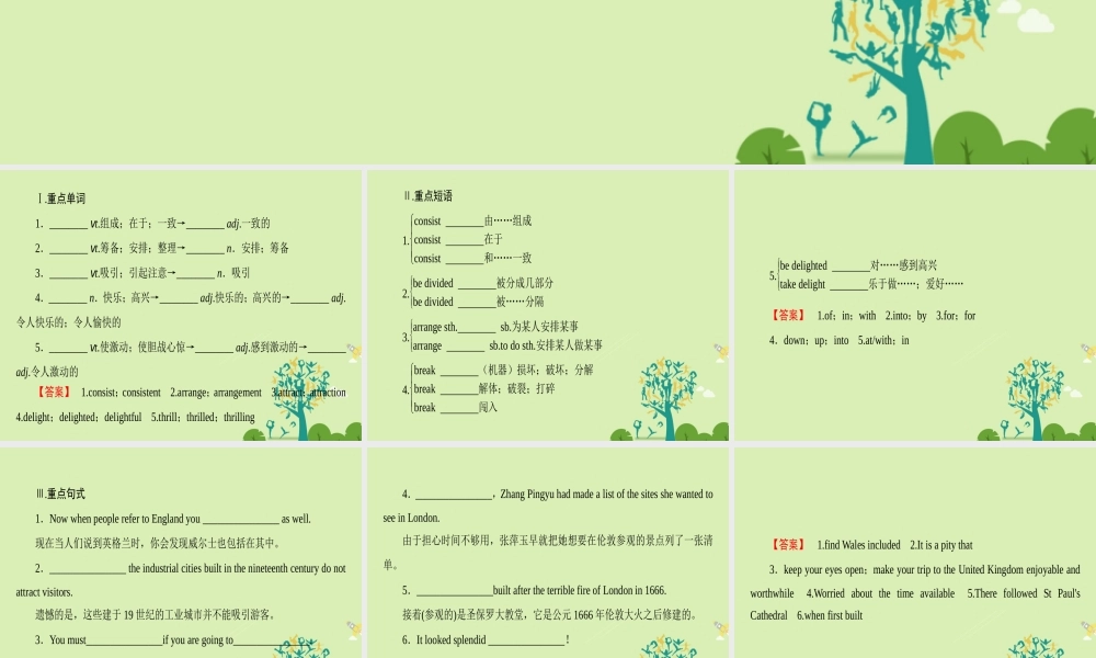 英语 Unit 2 The United Kingdom单元尾 核心要点回扣课件 新人教版必修5 课件