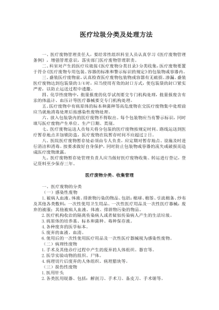 医疗垃圾的分类及处理