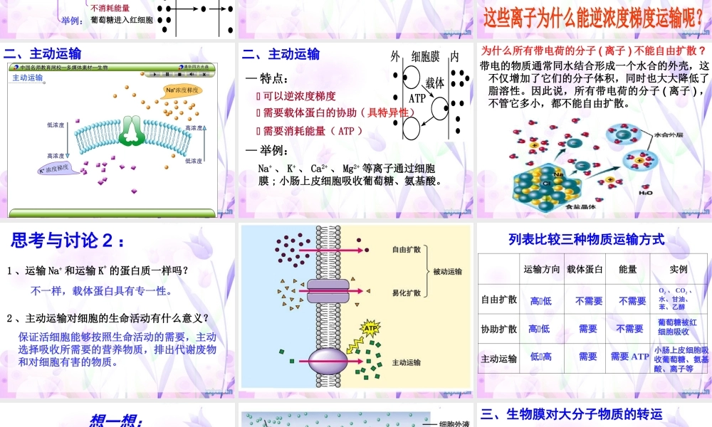 物质跨膜运输的方式