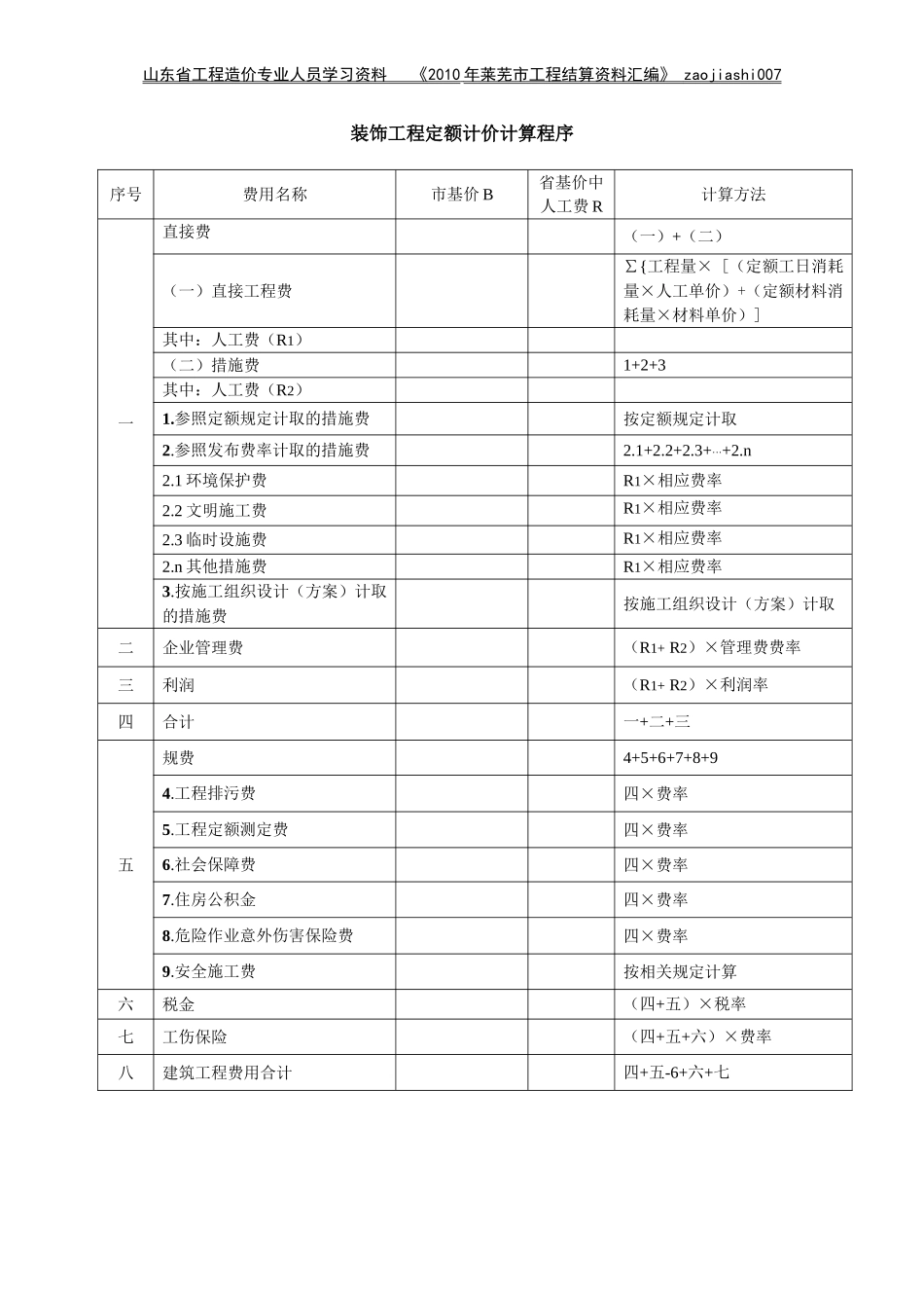 2010-装饰工程定额计价计算程序_第1页