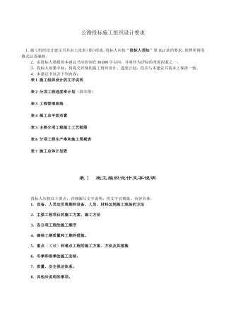 公路投标施工组织设计要求
