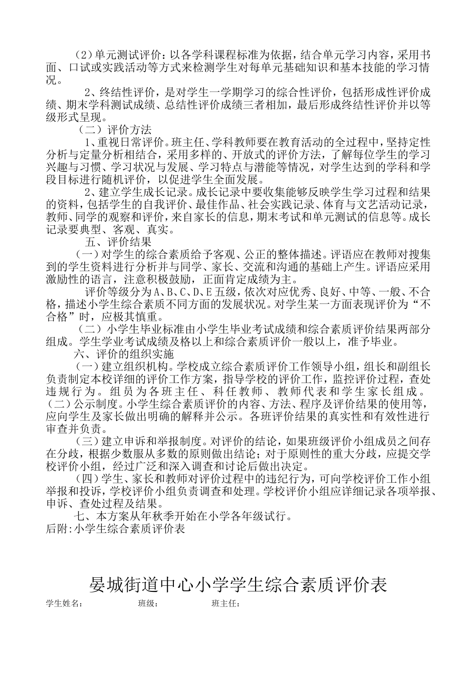 中心小学学生综合素质评价方案及评价表_第3页