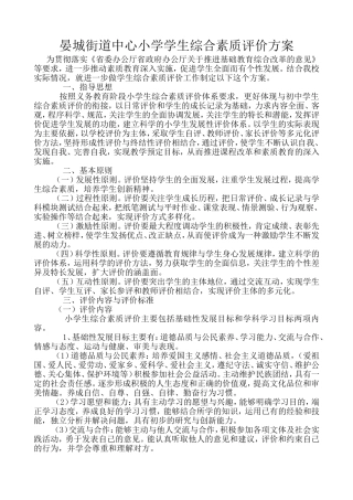 中心小学学生综合素质评价方案及评价表