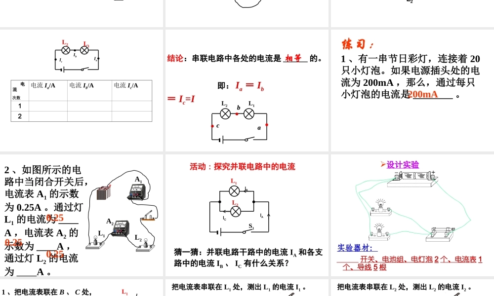15.5串、并联电路中电流的规律