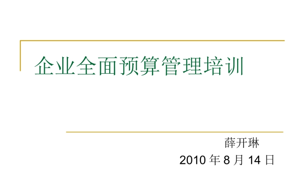 企业全面预算管理培训