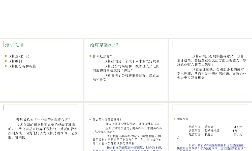 企业全面预算管理培训