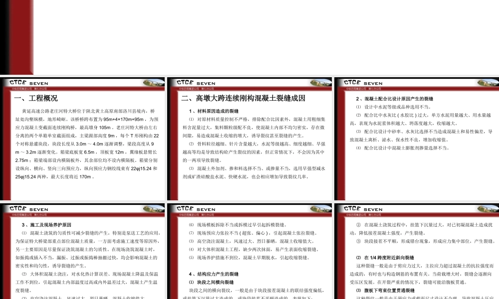 高墩大跨连续刚构混凝土裂缝的预防和施工控制PPT
