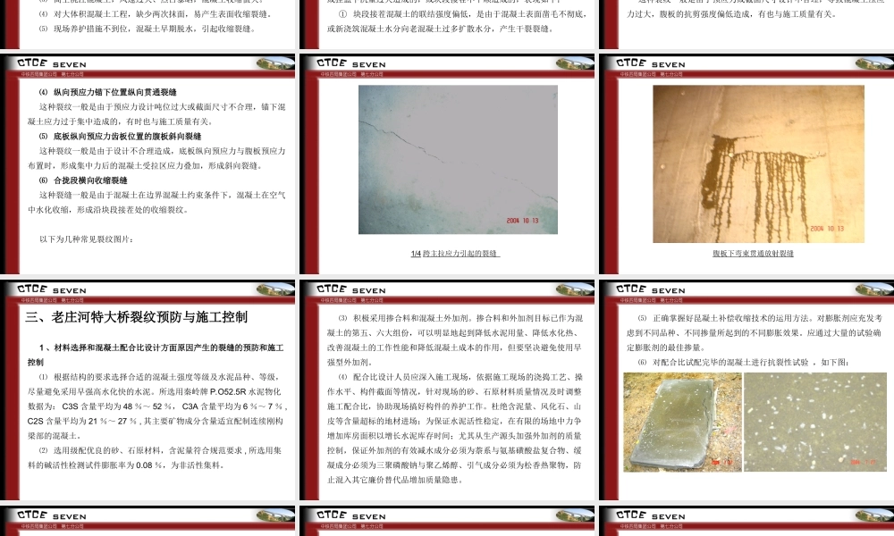 高墩大跨连续刚构混凝土裂缝的预防和施工控制PPT