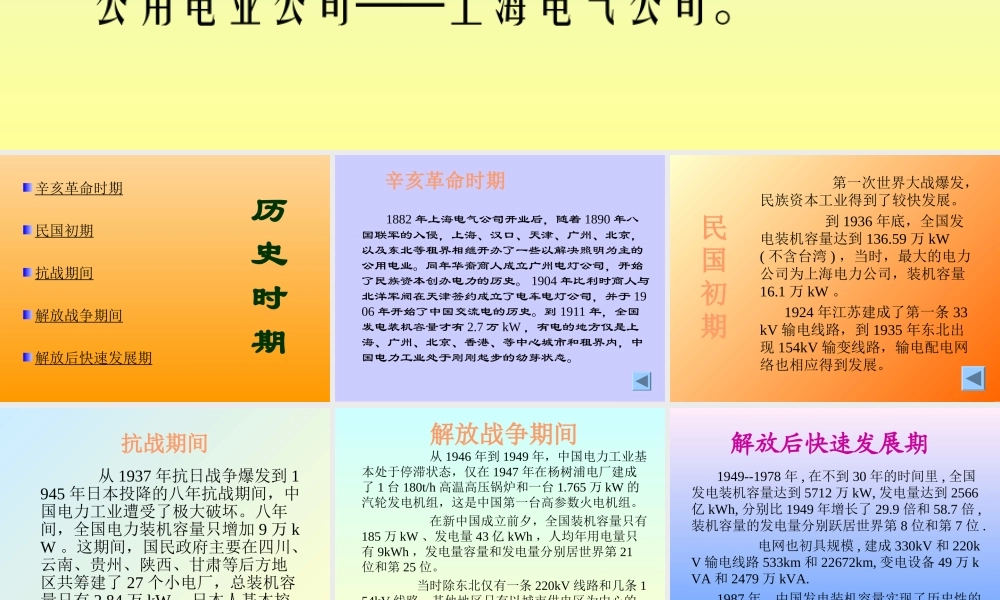 中国电力工业的发展史