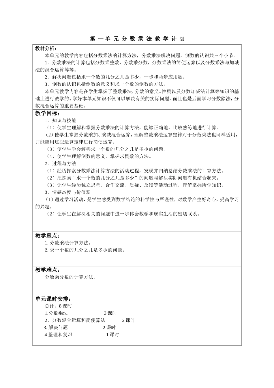六年级数学上册分数乘法导学案_第1页