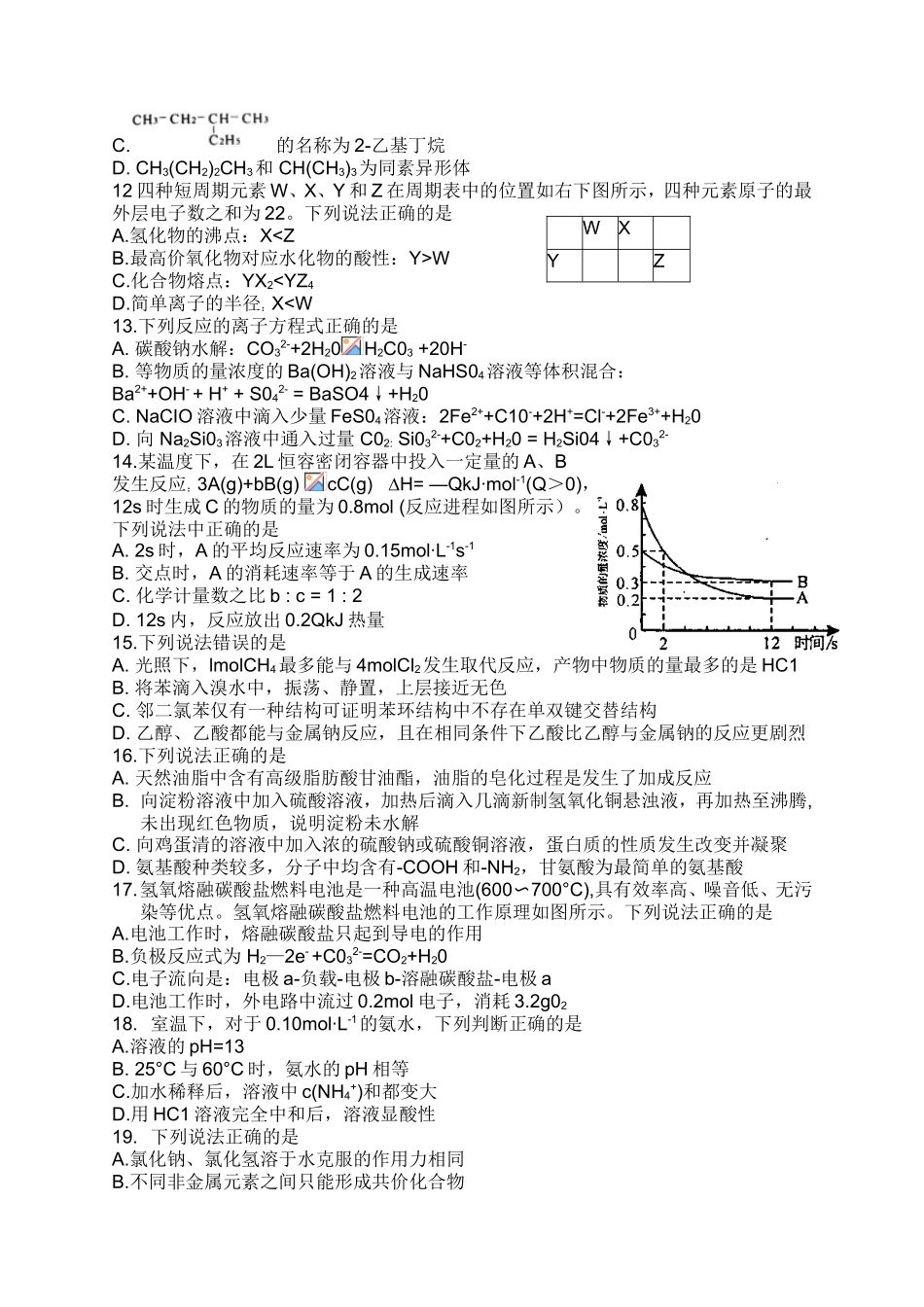 金丽衢十二校联考化学试题_第2页