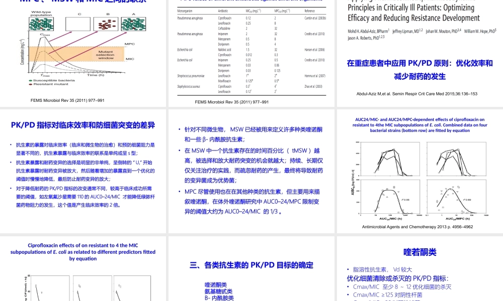 重症感染抗生素PKPD目标的新认识