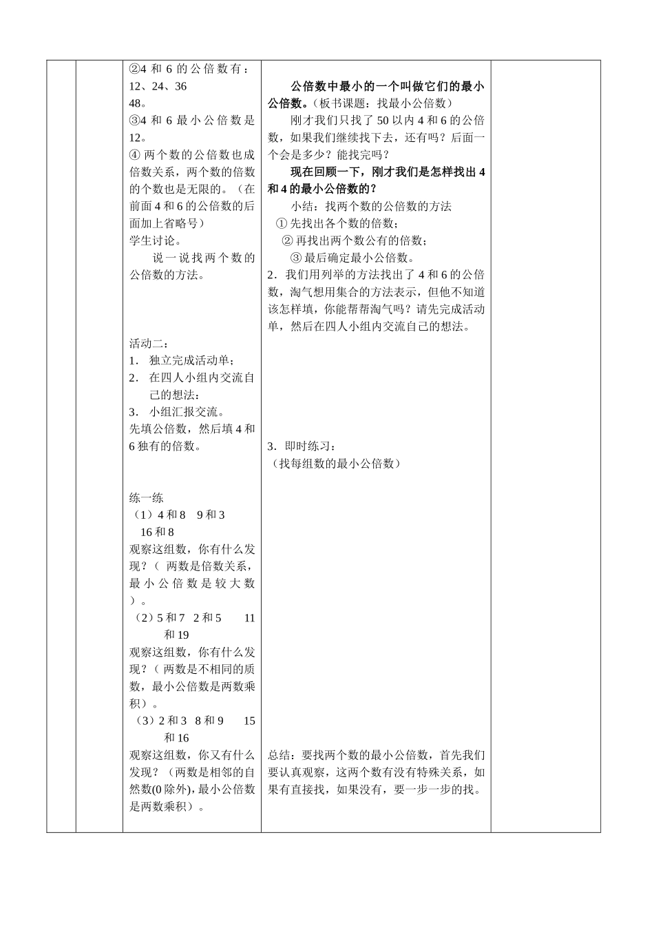 找最小公倍数教学设计_第2页