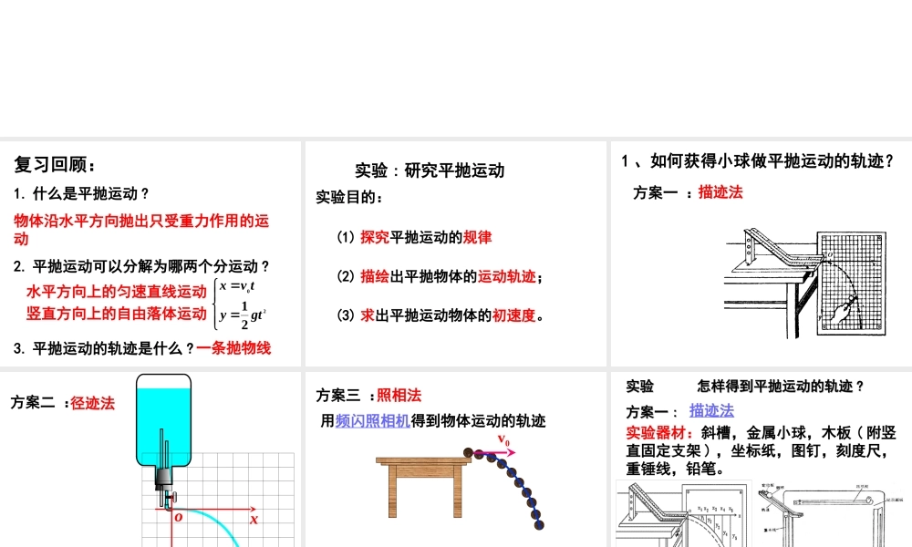 高中物理实验：研究平抛运动