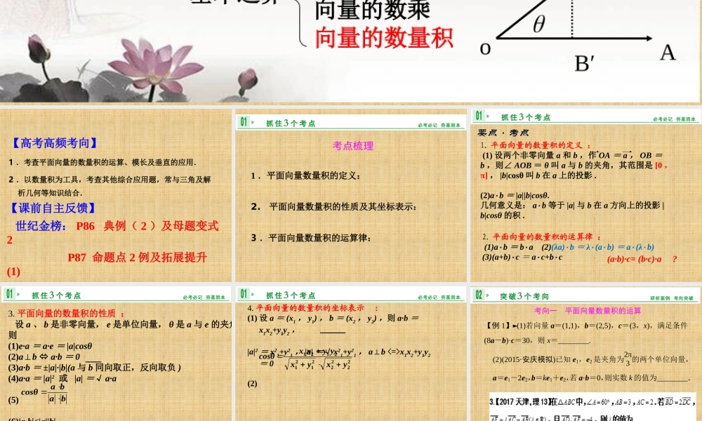 高三复习课：平面向量的数量积