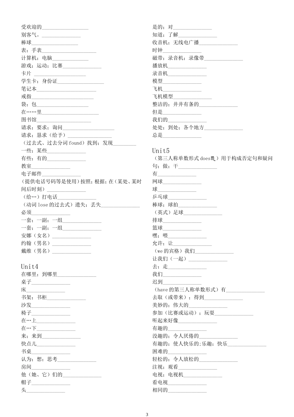2012年新版人教版七年级上英语单词表_第3页