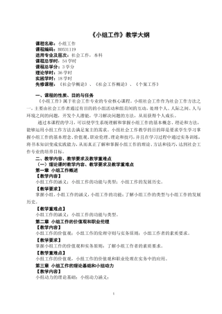 小组工作教学大纲