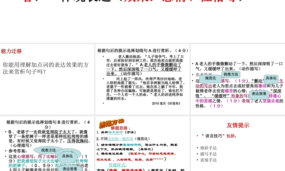 赏析句子的表达效果