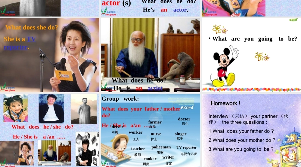 (人教PEP)六年级英语上册课件-UNIT5-What--does--she--do