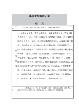 学校每周安全教育记录