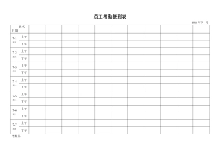 最实用的考勤签到表(上下班签到表)