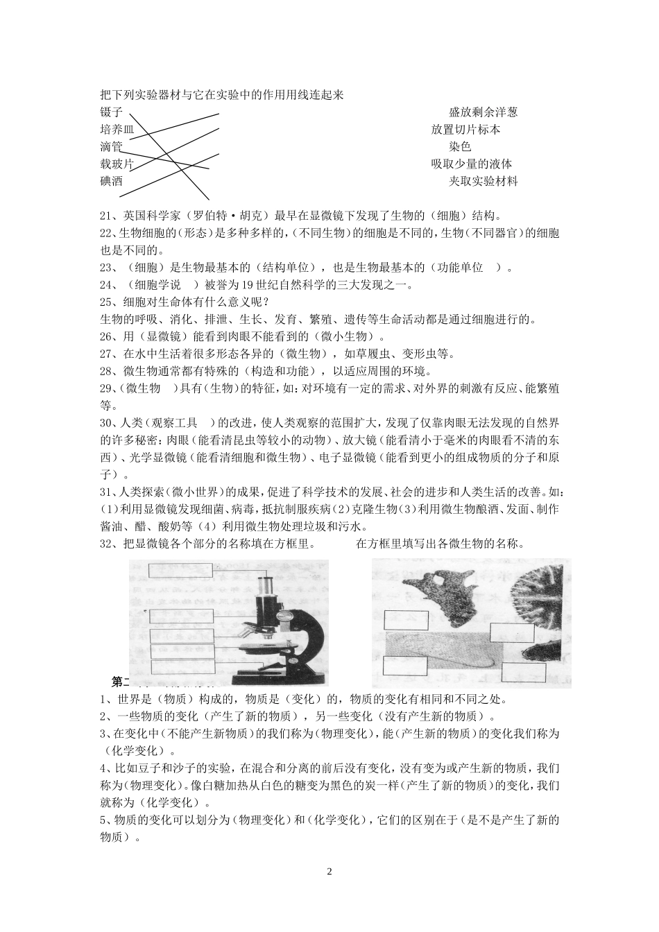 人教版六年级下册科学复习资料_第2页