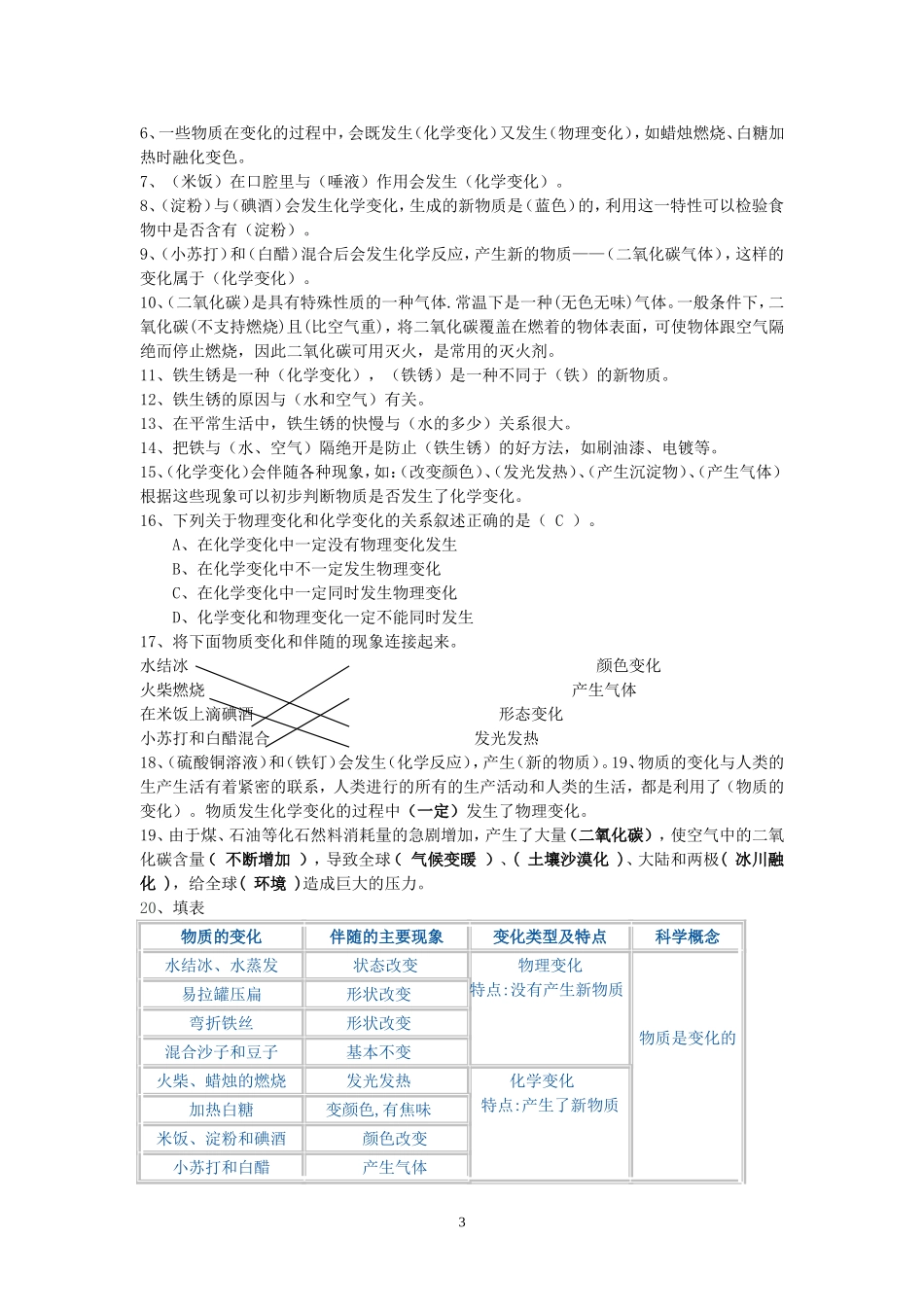 人教版六年级下册科学复习资料_第3页