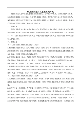 幼儿园园安全文化建设实施方案