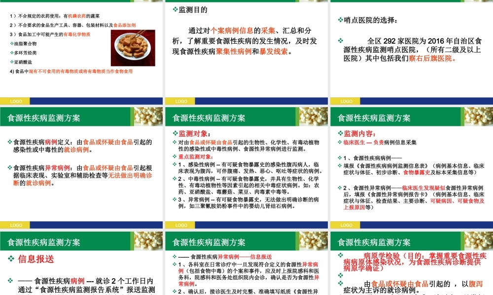 食源性疾病监测培训-课件