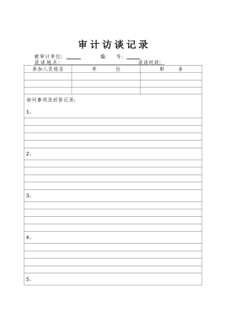 审计谈话记录模板