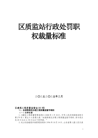 工程质量监督站行政处罚自由裁量