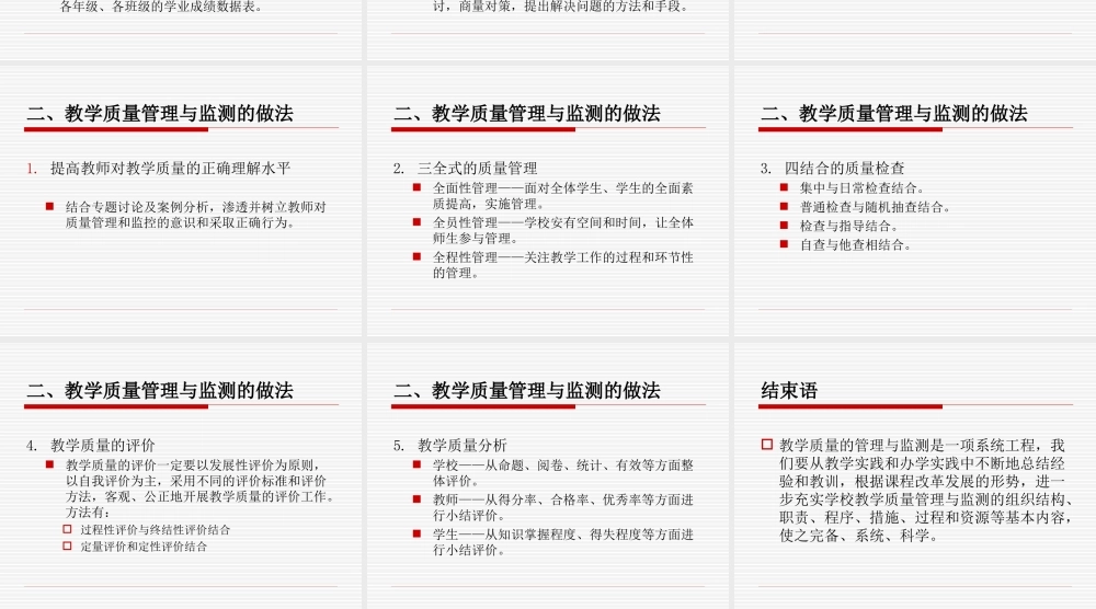 教学质量的管理与监测