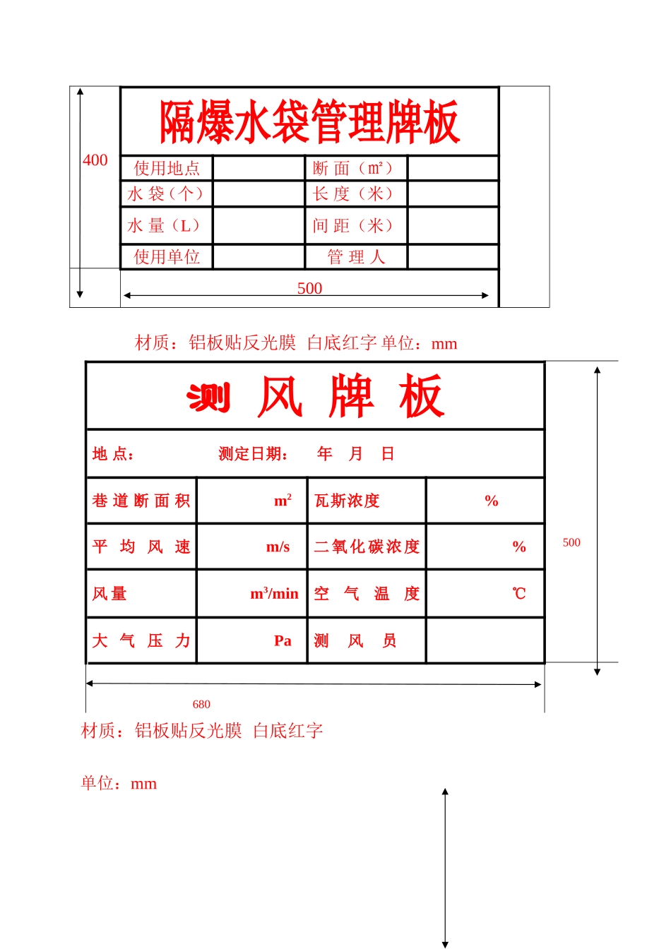 煤矿各类管理牌板制作尺寸标准_第3页