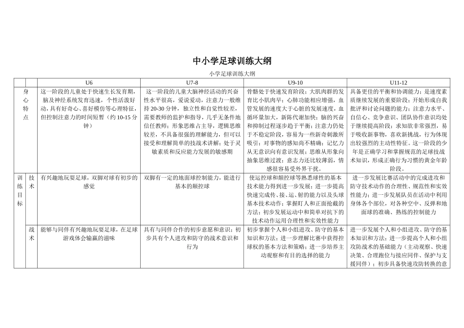 中小学足球训练大纲_第1页