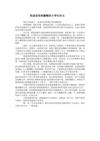 把成语用到巅峰的小学生作文