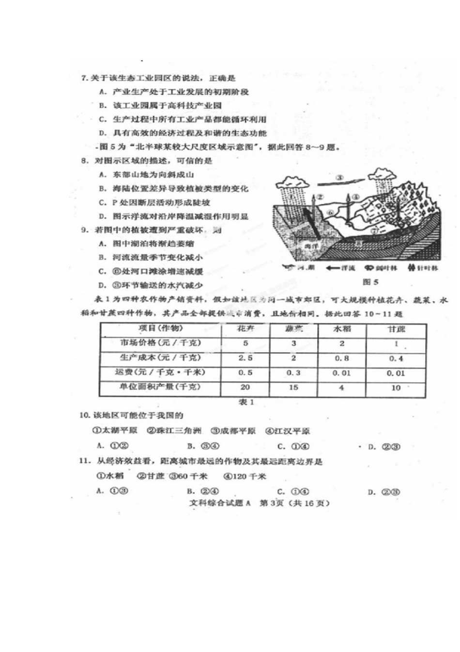 2013届山西省晋中市高三5月考前适应性训练文科综合试题及答案_第3页