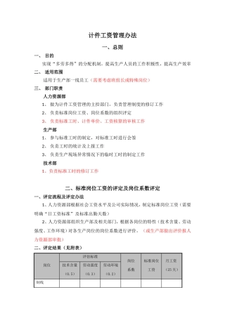 计件工资管理办法