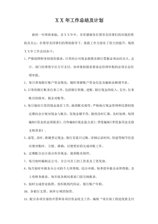 出纳个人年度工作总结及计划